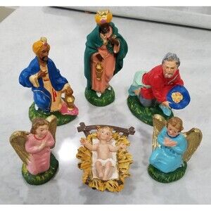 Vintage handpainted Nativity figures 7 pieces made in italy